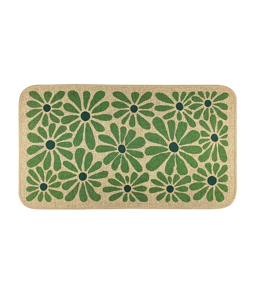 Spring Green Floral Decorative Doormat, Seasonal Summer Low-Profile Switch Rug Door Mat Floor Mat for Indoor Outdoor 17x29 Inch
