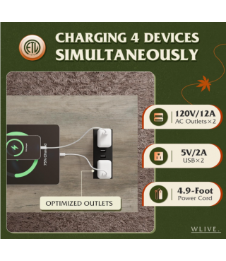 Farmhouse End Table, Narrow Side Table with Charging Station