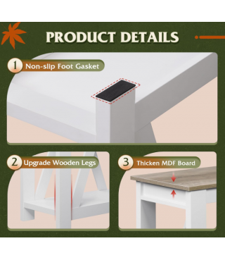 Farmhouse End Table, Narrow Side Table with Charging Station