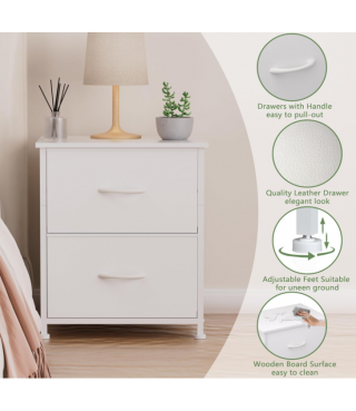 Nightstand with Drawer, 2 Drawers Dresser for Bedroom