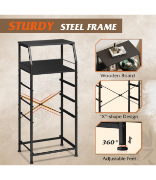 Tall Nightstand with 4 Fabric Drawers & Open Shelf