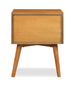 Mid-Century Modern Nightstand – Solid Wood Bedside Table with 2 Drawers