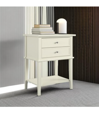 Home Franklin Accent Table with 2 Drawers, Soft White