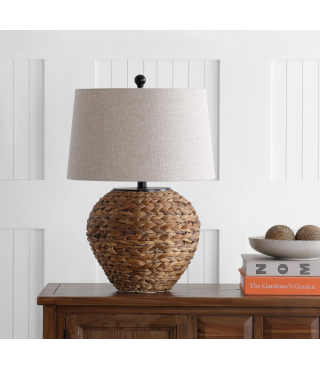 24.5" Banana Leaf Basket LED Table Lamp Coastal Cottage Industrial