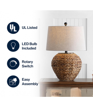 24.5" Banana Leaf Basket LED Table Lamp Coastal Cottage Industrial