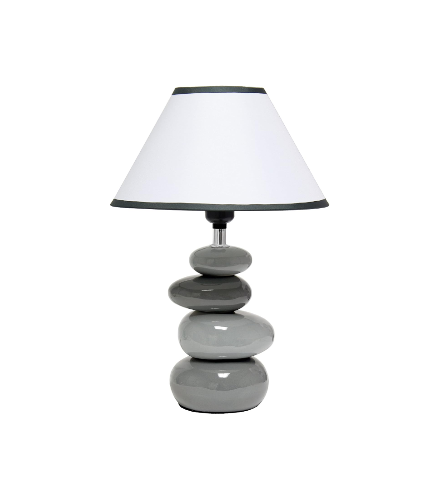 14.7" Shades of Gray Ceramic Stacked Stone Standard Table Lamp