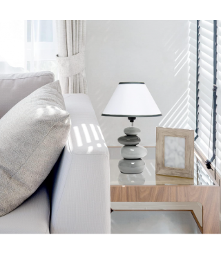 14.7" Shades of Gray Ceramic Stacked Stone Standard Table Lamp