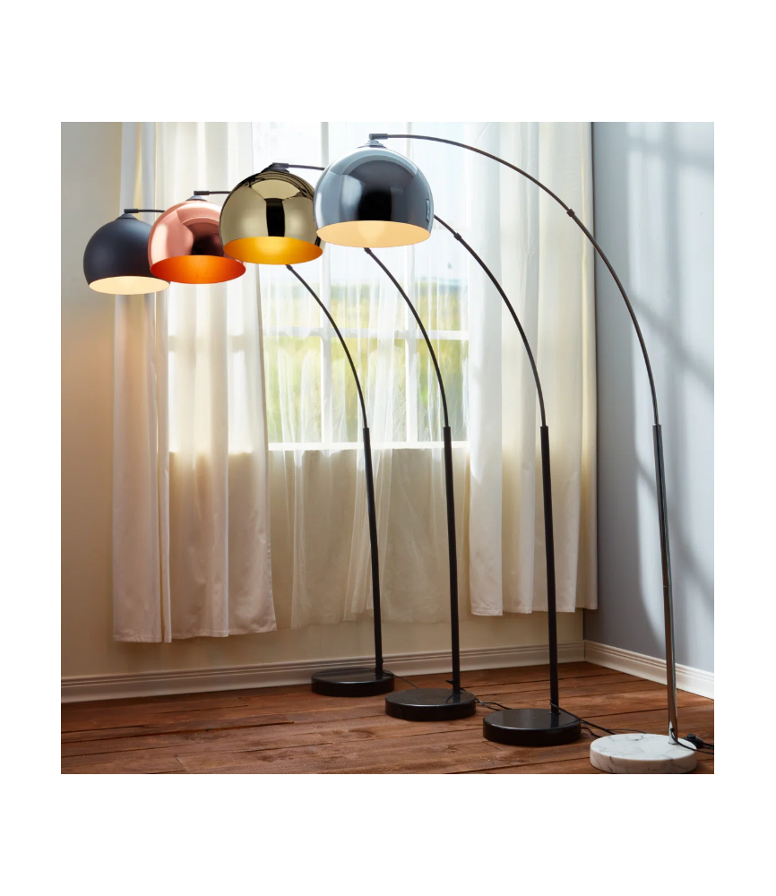 Oval Arc Floor Lamp with Solid Marble Base 66.93"
