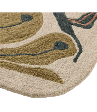 OT Multicolor Floral Tufted Wool Rounded Area Rug