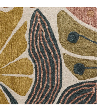 OT Multicolor Floral Tufted Wool Rounded Area Rug