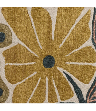 OT Multicolor Floral Tufted Wool Rounded Area Rug