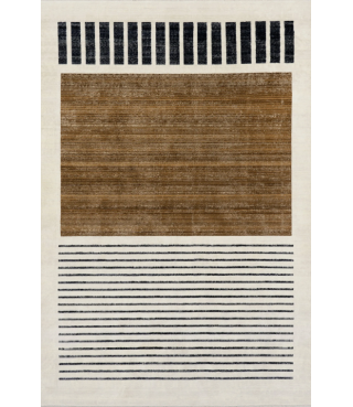 Beige Block Striped Rug