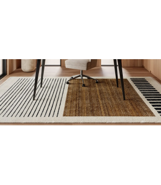 Beige Block Striped Rug