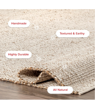 Cozy Jute & Cotton Hand Woven Area Rug