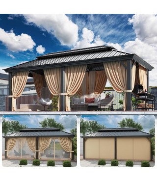Gazebo with Metal Roof &...