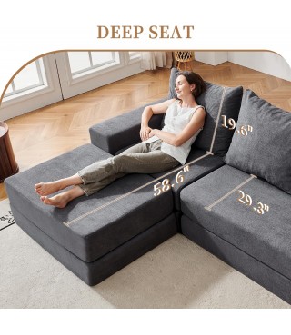 L-Shaped Convertible Sectional with Non-Slip Bottom