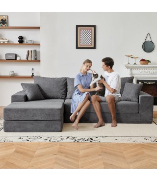 L-Shaped Convertible Sectional with Non-Slip Bottom