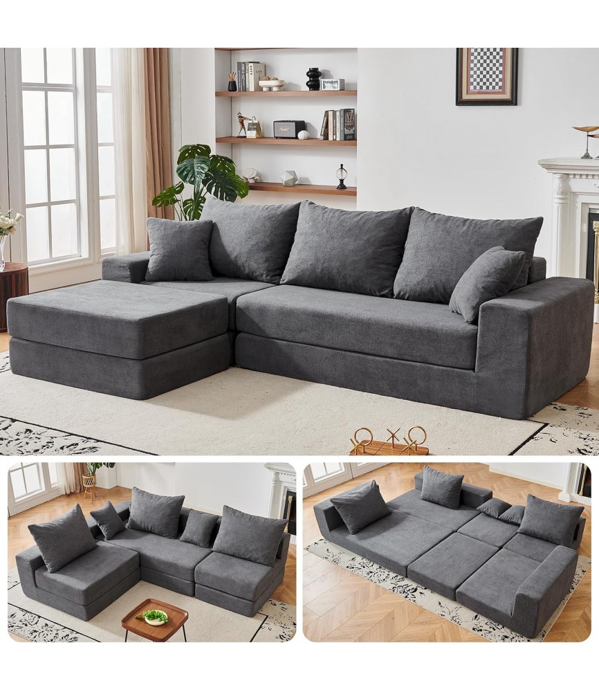 L-Shaped Convertible Sectional with Non-Slip Bottom