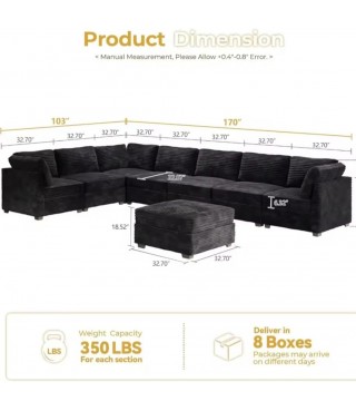 CAODOC Modular Sectional Sofa,8 Seat Sectional Couches for Living Room