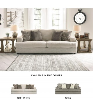 Contemporary Chenille Queen Sofa Sleeper with 4 Accent Pillows, Off-White