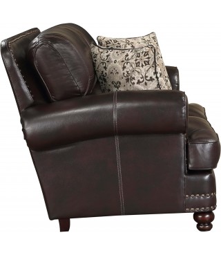 Faux Leather Living Room Loveseat, Brown