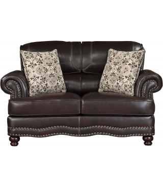 Faux Leather Living Room Loveseat, Brown