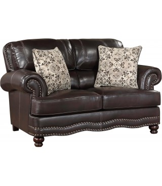 Faux Leather Living Room Loveseat, Brown