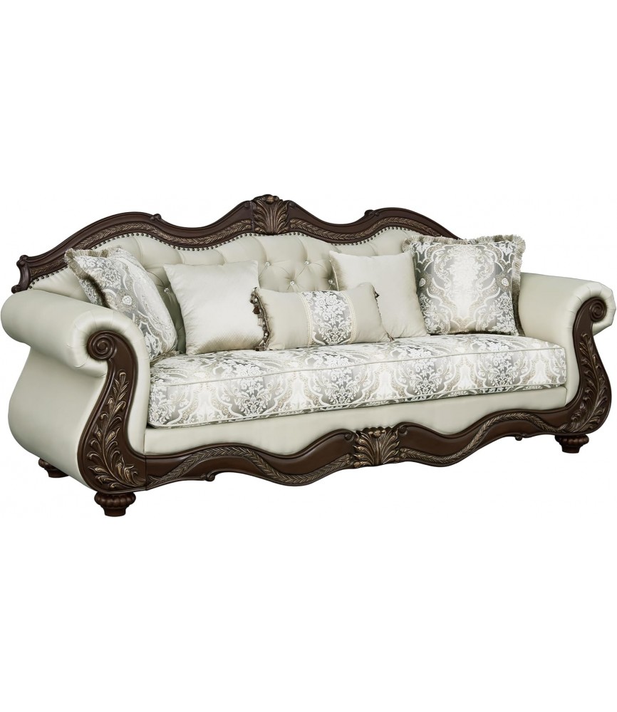 Luxury Victorian Couch - Floral Couch with Crystal Tufted & Floral Pattern & Elegant Legs