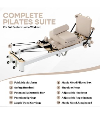 Foldable Pilates Reformer Machine,