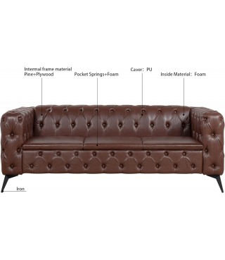 84Inch Modern Velvet 3 Seat Sofa