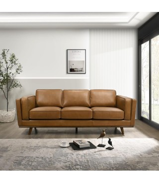 Tan 3-Seat Genuine Leather...