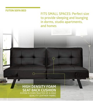 Leather Convertible Transforms to Sofa