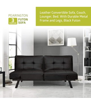 Leather Convertible Transforms to Sofa