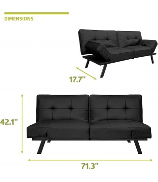 Leather Convertible Transforms to Sofa