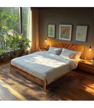 Acacia Sierra Queen Size Bed Frame with Adjustable Headboard