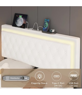 Queen Bed Frame with Sliding Barn Door Storage Cabinets