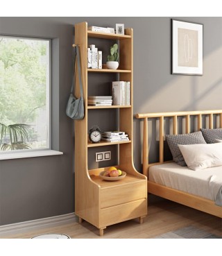 71" Tall Free Standing Wooden Open Shelf Bookcase with Drawers