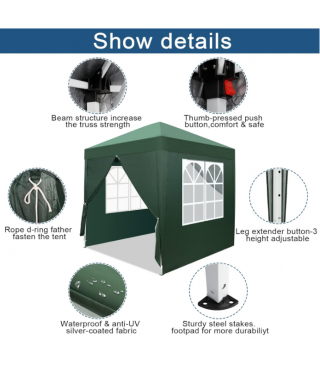 Pop Up Canopy Tent, Outdoor Instant Shelter Folding Canopy with 4 Side Walls and Carry Bag for Commercial Events