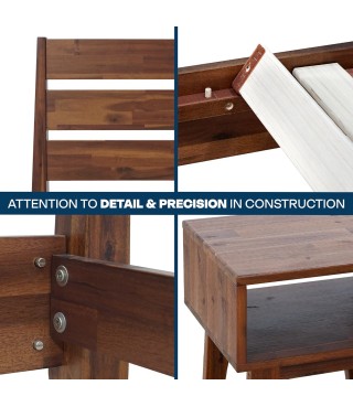 Acacia Emery Wooden Platform Bed Frame with Nightstand Set