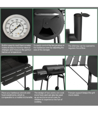 Barrel Charcoal Grill with Offset Smoker