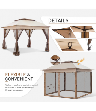 Pop Up Instant Gazebo Tent with Mosquito Netting Outdoor Canopy Shelter