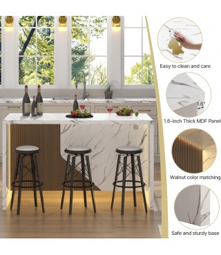 68’’ Island Table for Dining Room – Large Modern Dining Table Seats 6–8 with LED Lights