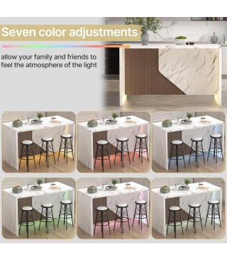 68’’ Island Table for Dining Room – Large Modern Dining Table Seats 6–8 with LED Lights