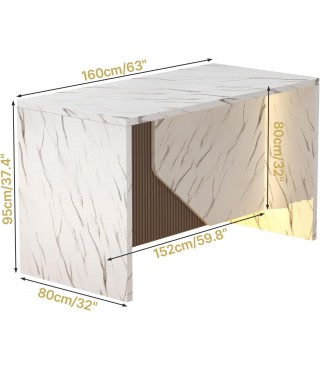 68’’ Island Table for Dining Room – Large Modern Dining Table Seats 6–8 with LED Lights