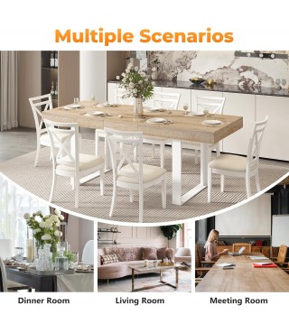 63"-78.7" Expandable Dining Table, 6-10 Farmhouse Kitchen Table