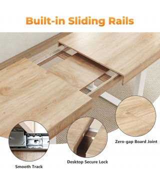 63"-78.7" Expandable Dining Table, 6-10 Farmhouse Kitchen Table
