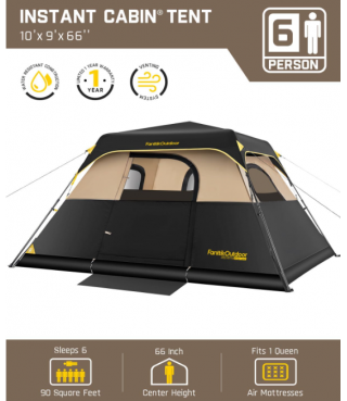 Camping Tent 4/6/8/10 Person Instant Cabin Tent Setup in 60 Seconds with Rainfly & Windproof Portable with Carry Bag
