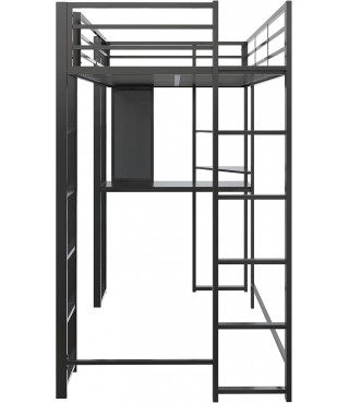 Twin Size Metal Loft Bed, Black