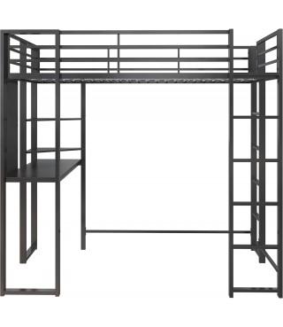 Twin Size Metal Loft Bed, Black