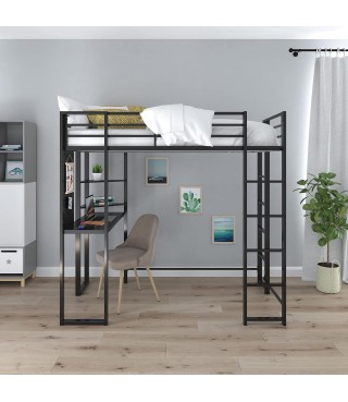 Twin Size Metal Loft Bed,...